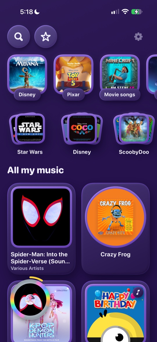 The home screen with a little CD of the song spinning in the corner while the music plays